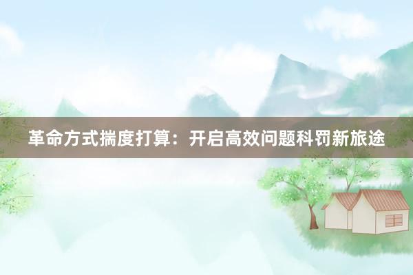 革命方式揣度打算：开启高效问题科罚新旅途